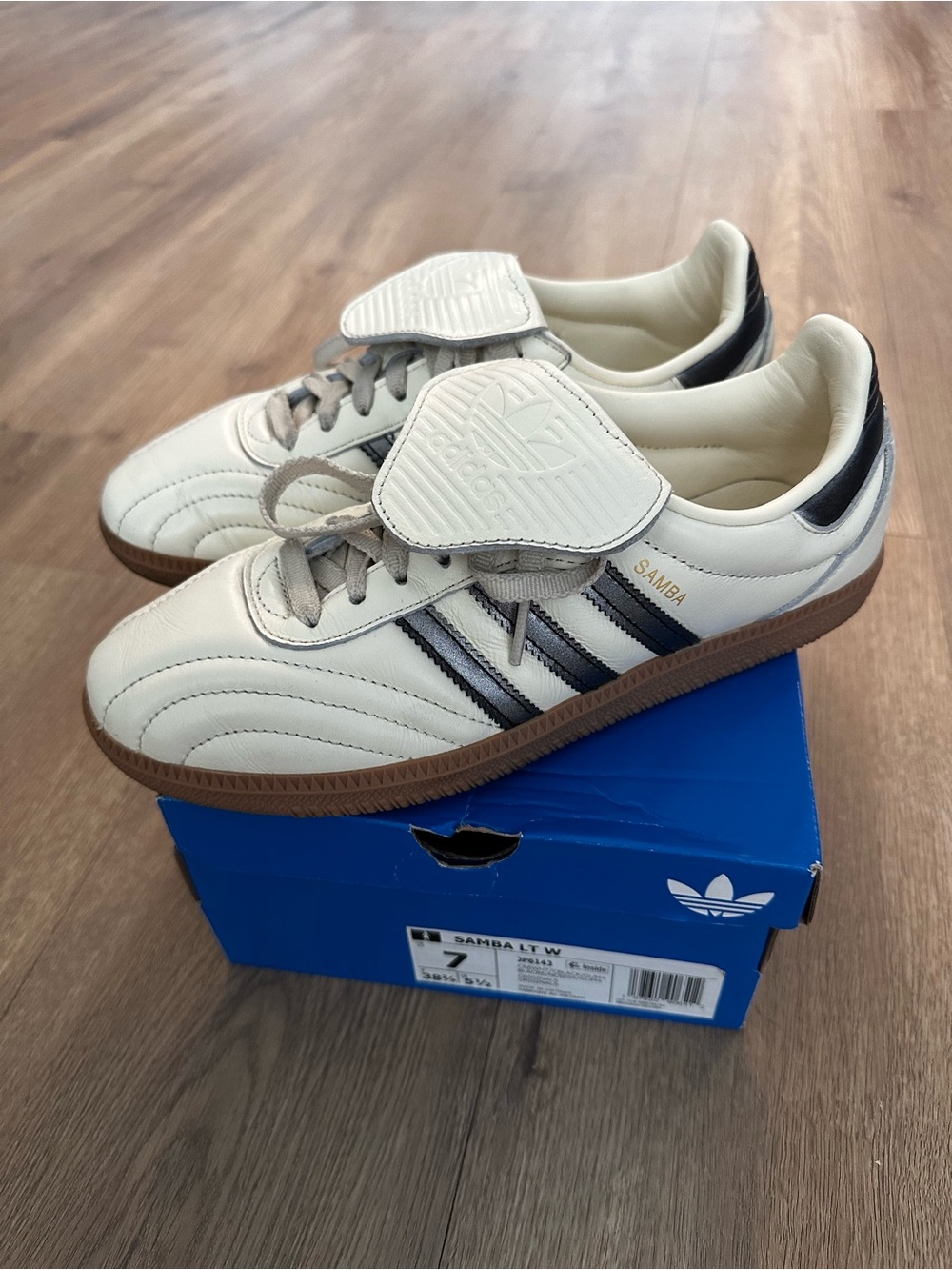 Adidas Samba Sneakers in Off-White, silver accents